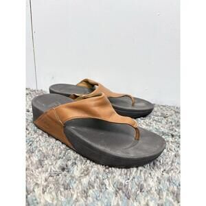 Fitflop Shoes Womens 8 Lulu Leather Toe Post Sandal Walking Thong Orange